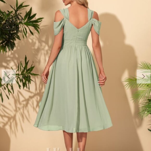 NWT Sweetheart A‑Line Chiffon Midi Dress • Size L • Fully Lined Elegant Midi - Picture 3 of 5
